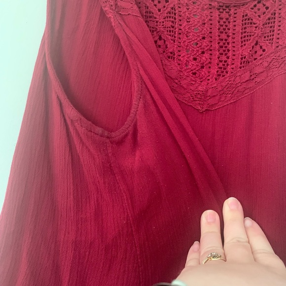 Maurices Flowy Rayon Red Lace Detail Tank Top Scoop Neck Detail - Picture 9 of 10